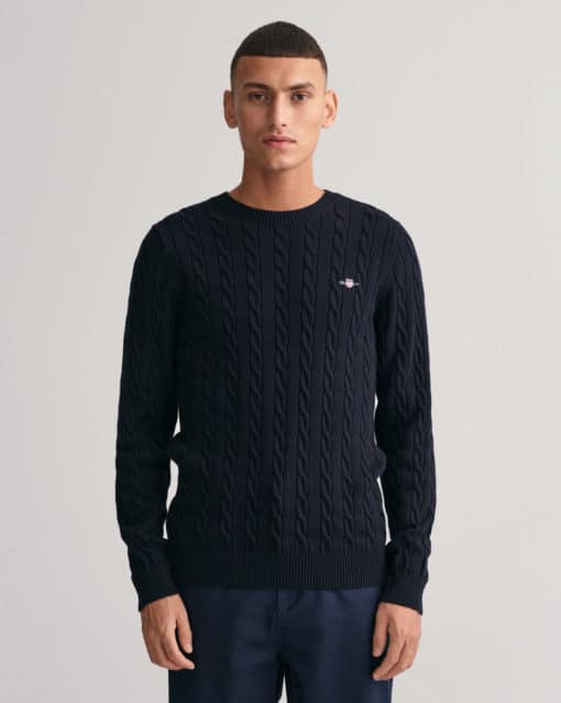 Gant Cotton Cable C-Neck Evening Blue