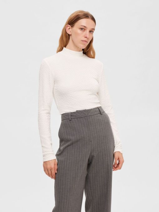 Selected Femme Ginny High Neck Top Snow White