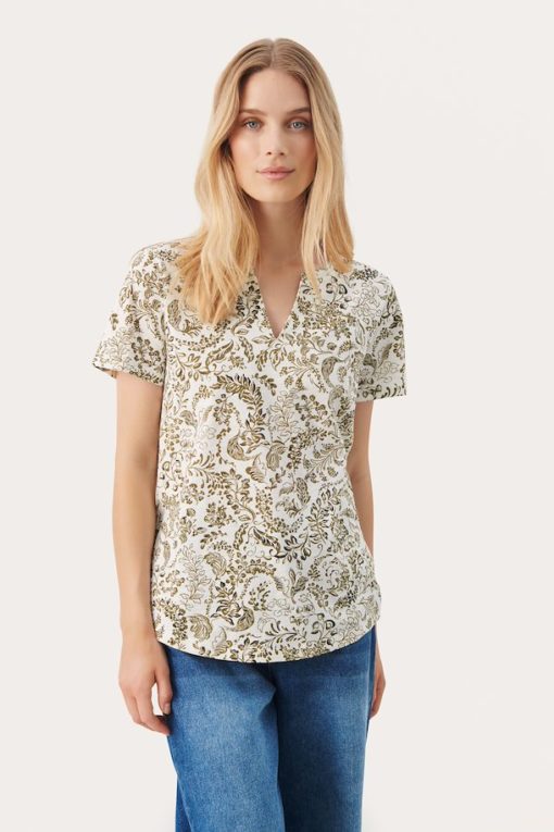 Part Two Gesinas T-Shirt Gothic Olive Botanical