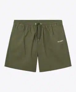 Les Deux Stan Seersucker Swim Shorts Olive Night