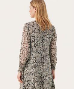 Part Two Rinette Dress Black Leaf Print