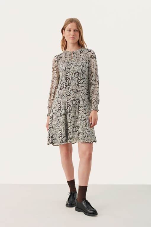 Part Two Rinette Dress Black Leaf Print