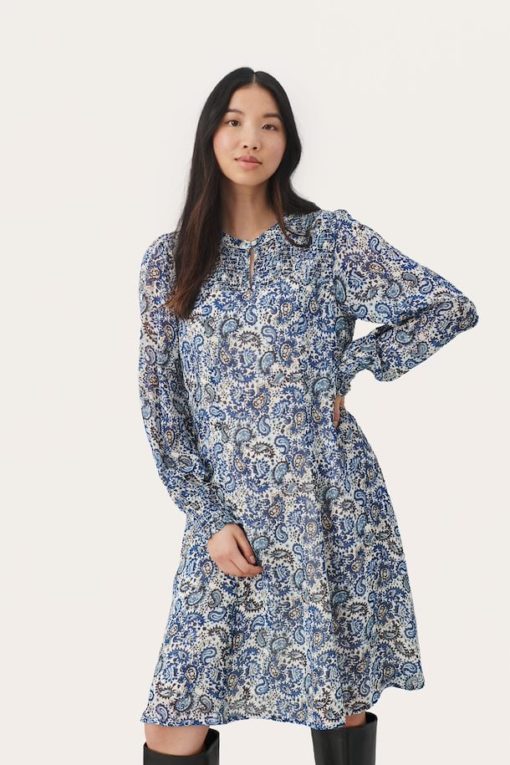 Part Two Rinette Dress Blue Paisley Print