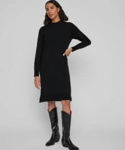 Vila Ril Crew Neck Midi Dress Black