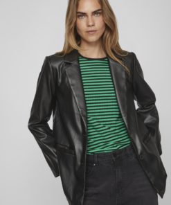 Vila Nille Coated Loose Blazer Black