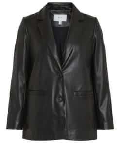 Vila Nille Coated Loose Blazer Black