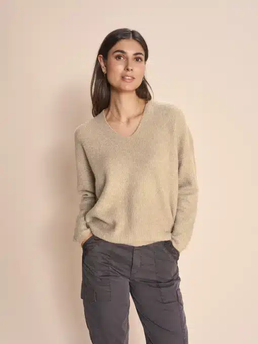 Mos Mosh Thora V-Neck Knit Savannah Tan