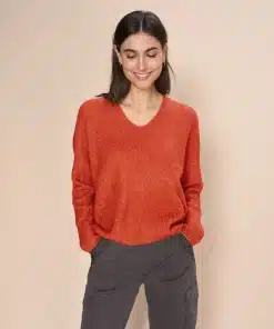 Mos Mosh Thora V-Neck Knit Burnt Ochre
