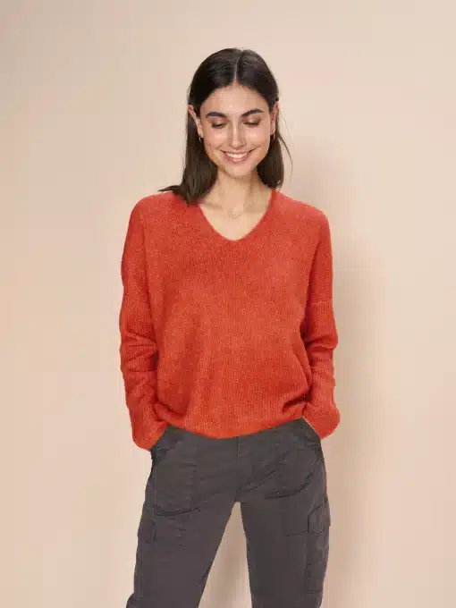 Mos Mosh Thora V-Neck Knit Burnt Ochre