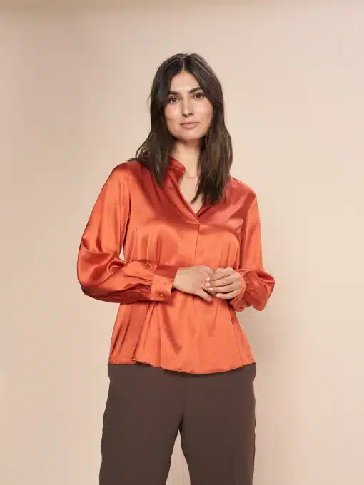 Mos Mosh Enfa Satin Blouse Burnt Ochre