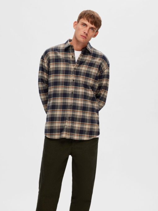 Selected Homme Flannel Shirt Sugar Almond