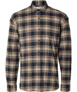 Selected Homme Flannel Shirt Sugar Almond