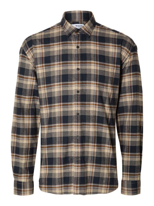 Selected Homme Flannel Shirt Sugar Almond
