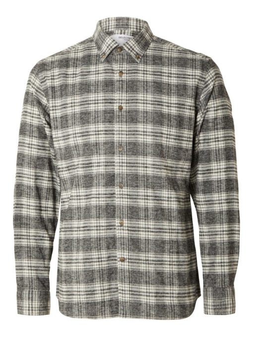 Selected Homme Robin Flannel Check Shirt Grey