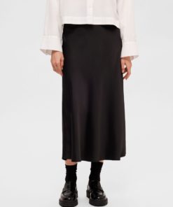 Selected Femme Lena Midi Skirt Black