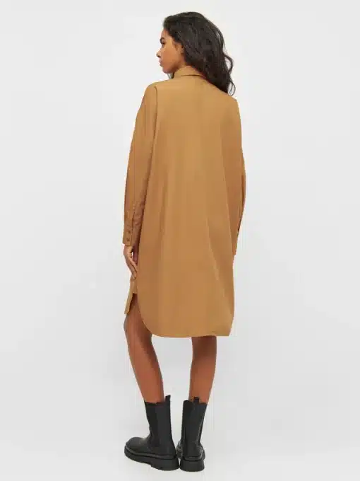 Knowledge Cotton apparel Poplin Dropped Shoulder Shirt Dress Brown Sugar