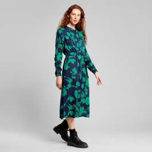 Dedicated Shirt Dress Falsterbo Duotone Floral Green