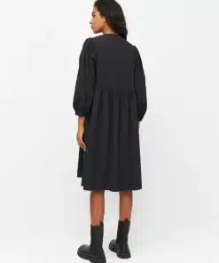 Knowledge Cotton Apparel Heavy Seersucker A-Shape Dress Black Jet