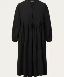 Knowledge Cotton Apparel Heavy Seersucker A-Shape Dress Black Jet