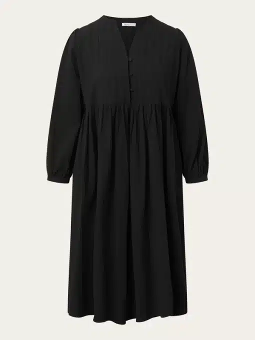 Knowledge Cotton Apparel Heavy Seersucker A-Shape Dress Black Jet
