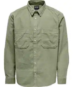 Only & Sons Solid Color Corduroy Shirt Green
