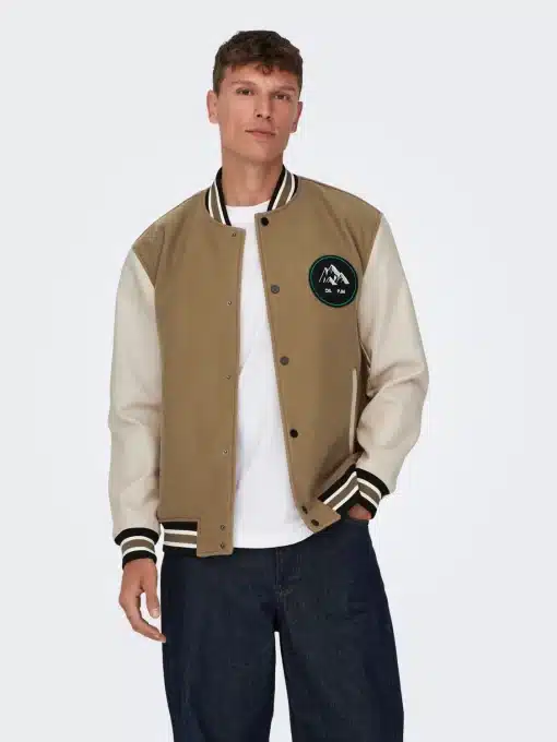 Only & Sons Jason Varsity Jacket Tobacco Brown