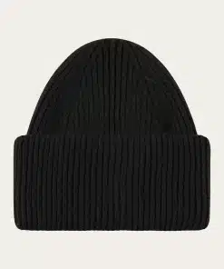 Knowledge Cotton Apparel Big Rib Beanie Black Jet