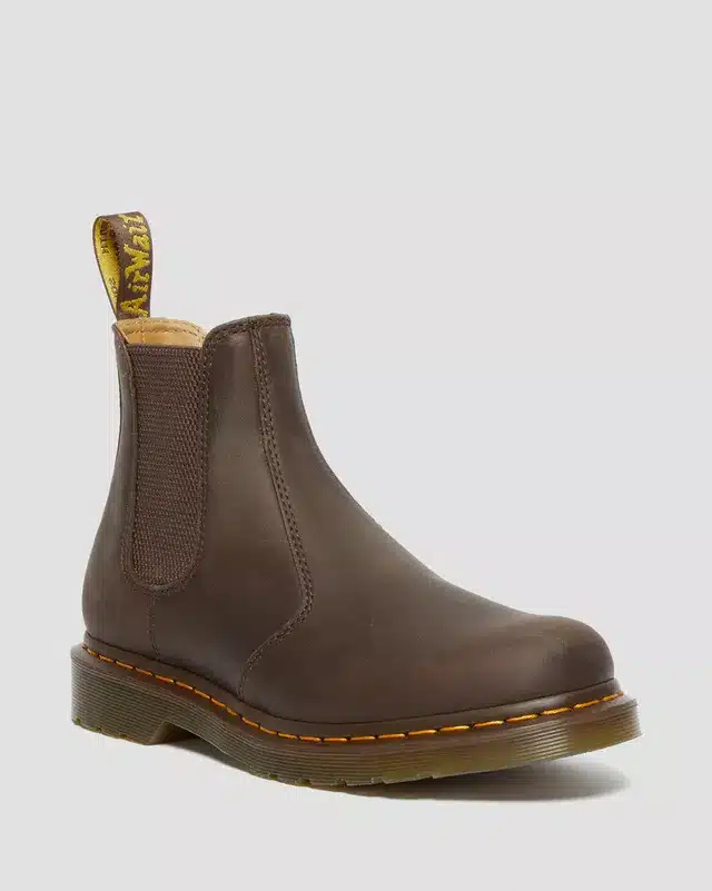 Buy Dr. Martens 2976 Yellow Stitch Grazy Horse Chelsea Boots Scandinavian Fashion Store