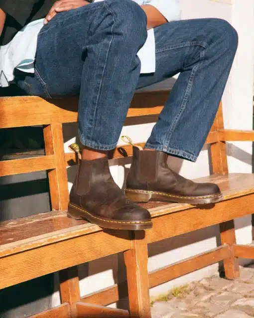 Dr. Martens 2976 Yellow Stitch Grazy Horse Chelsea Boots