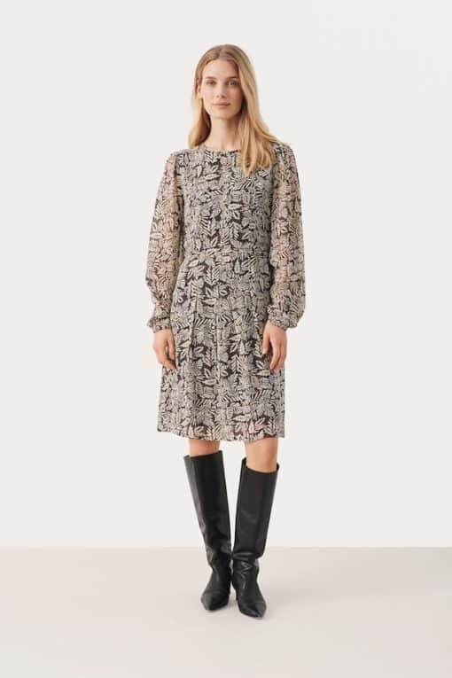 Part Two Cirkeline Dress Black Leaf Print