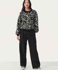 Part Two Cilke Pullover Black Blurred Leo Print
