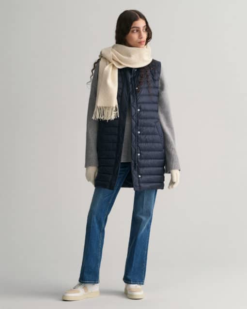 Gant Woman Light Down Long Vest Evening Blue