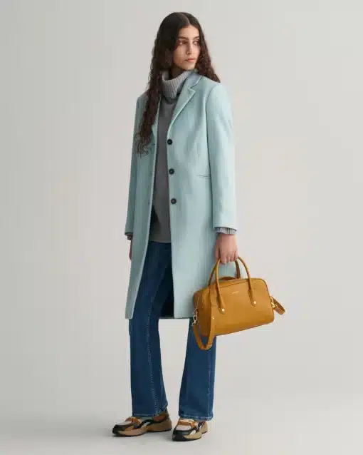 Gant Woman Wool Blend Tailored Coat Dusty Turquoise