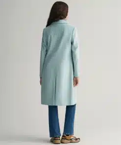 Gant Woman Wool Blend Tailored Coat Dusty Turquoise