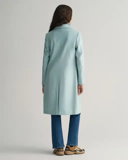 Gant Woman Wool Blend Tailored Coat Dusty Turquoise