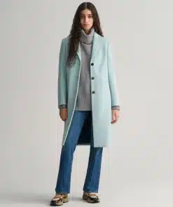 Gant Woman Wool Blend Tailored Coat Dusty Turquoise