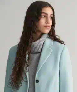 Gant Woman Wool Blend Tailored Coat Dusty Turquoise