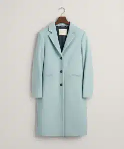 Gant Woman Wool Blend Tailored Coat Dusty Turquoise