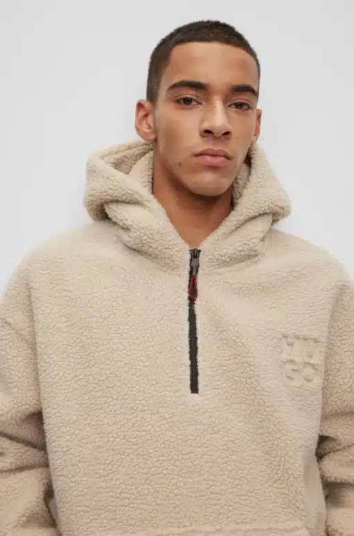 Hugo Dotato Fleece Hoodie Light Beige