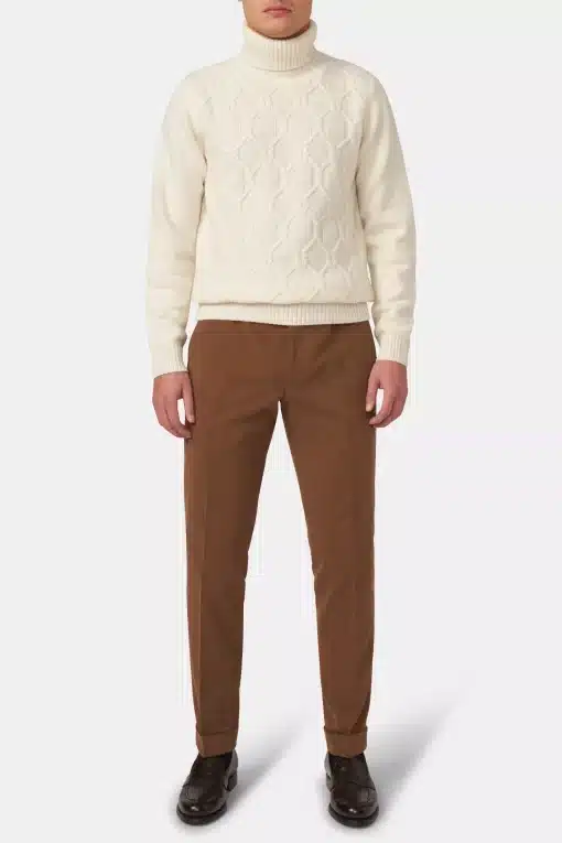 Oscar Jacobson Denz Turn Up Chinos Brown