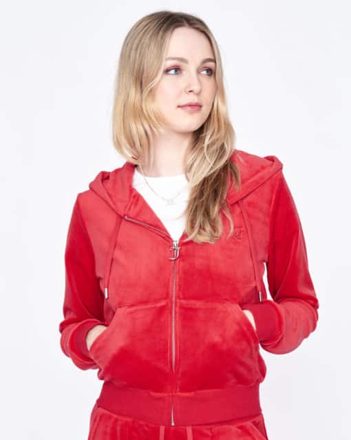 Juicy Couture Classic Velour Robertson Zip Hoodie Astor Red