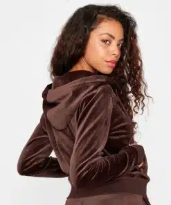 Juicy Couture Classic Velour Robertson Zip Hoodie Java