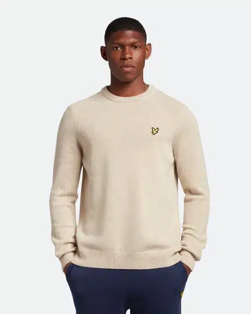 Lyle & Scott Crew Neck Lambswool Blend Jumper Taupe Marl