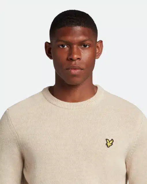 Lyle & Scott Crew Neck Lambswool Blend Jumper Taupe Marl