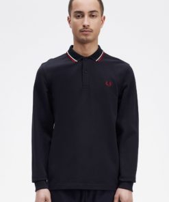 Only & Sons Twin Tipped Ls Shirt Navy / Snow White / Burnt Red