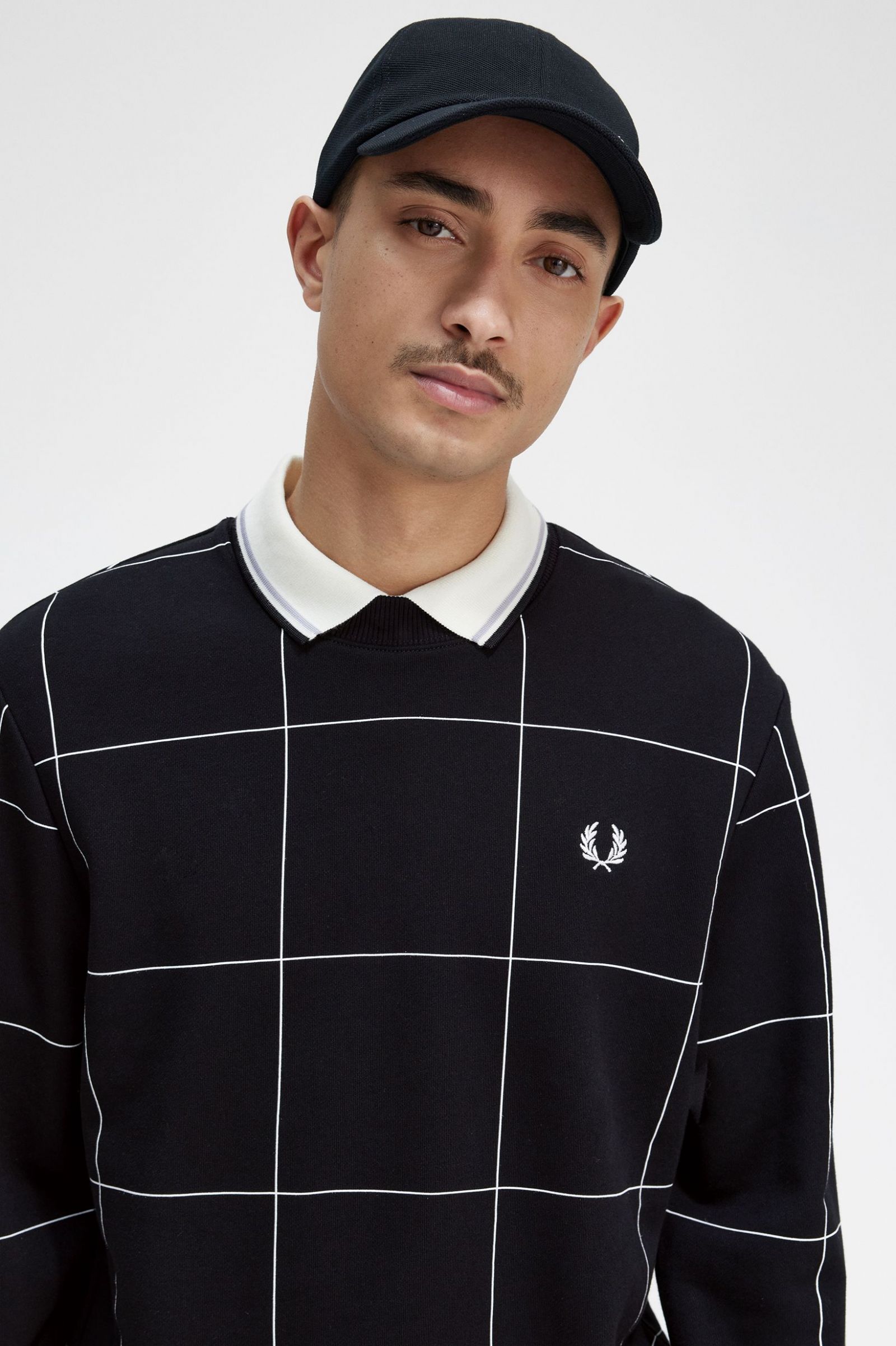 Buy Fred Perry Grid Detail Sweatshirt Black - Scandinavian