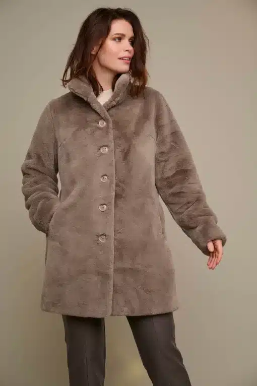 Rino & Pelle Nonna Faux Fur Coat Taupe