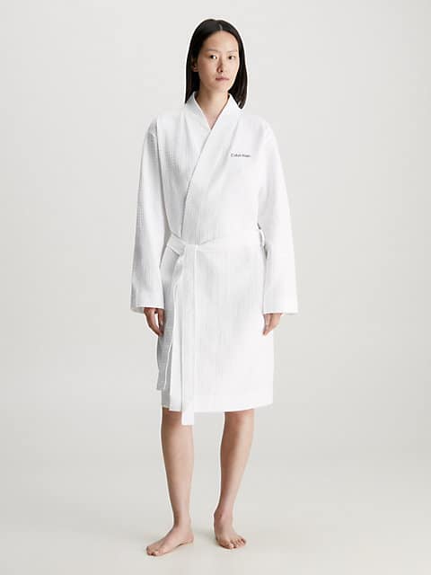 Buy Calvin Klein Waffle Cotton Bathrobe White Scandinavian Fashion Store