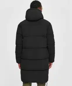 Knowledge Cotton Apparel Long Puffer Coat Black Jet