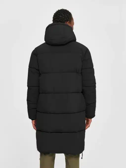 Knowledge Cotton Apparel Long Puffer Coat Black Jet